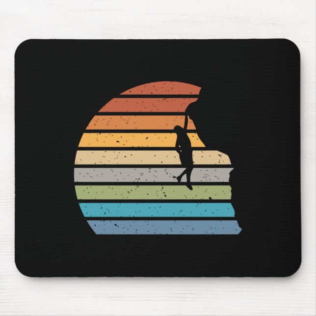 Retro sunset rock climbing backpacker mountain mouse pad (Front)