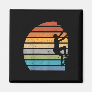 Retro sunset rock climbing outdoor sports mountain magnet