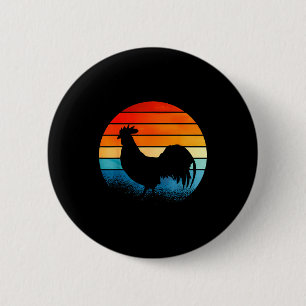 Retro Sunset Rooster Chicken Lover  6 Cm Round Badge