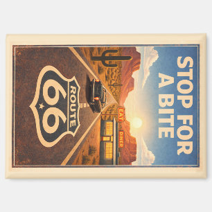 Retro Sunset Route 66 Diner Art Painting Magnet