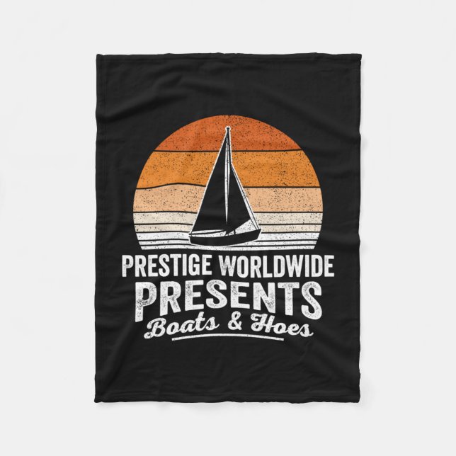 Retro sunset sailboat funny boating sailing fleece blanket (Front)