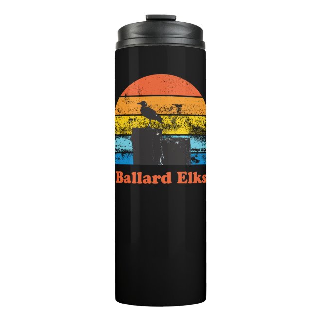 Retro Sunset & Seagull Thermal Tumbler (Front)