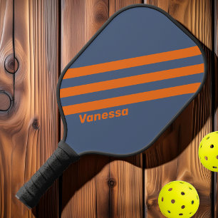 Retro Sunset Shoreline Three Stripes with Name Pickleball Paddle