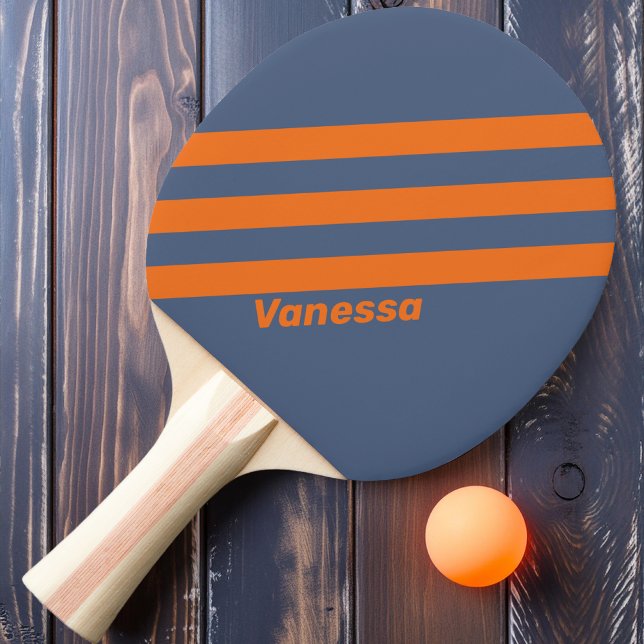 Retro Sunset Shoreline Three Stripes with Name Ping Pong Paddle (Creator Uploaded)