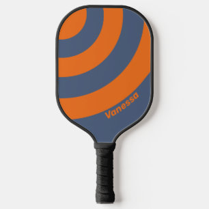 Retro Sunset Shoreline ThreeCircle Stripe withName Pickleball Paddle