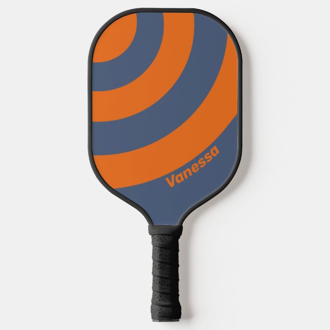 Retro Sunset Shoreline ThreeCircle Stripe withName Pickleball Paddle (Front)