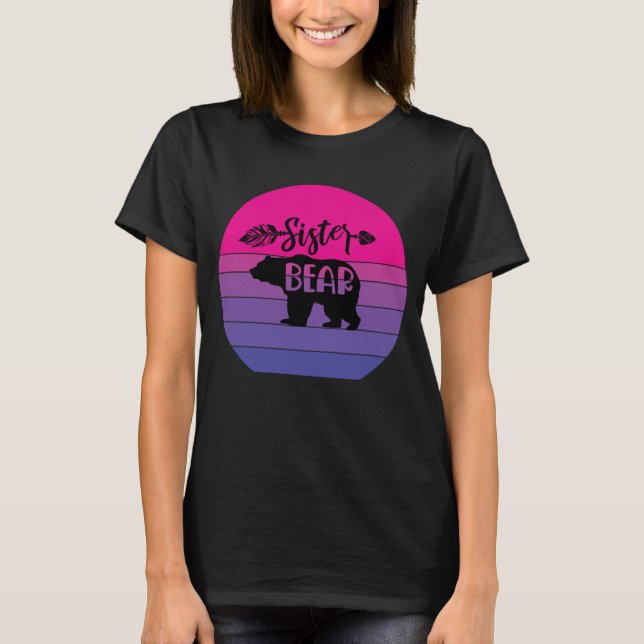 Retro Sunset Sister Bear T-Shirt (Front)
