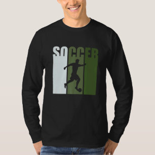 Retro Sunset Soccer Player Green Silhouette T-Shirt