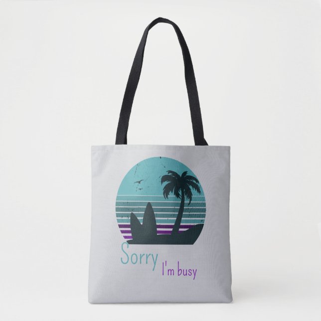 Retro Sunset - Sorry, I'm busy Tote Bag (Front)