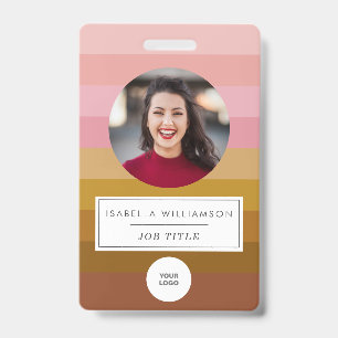 Retro Sunset Stripe Design Photo and Custom Info ID Badge