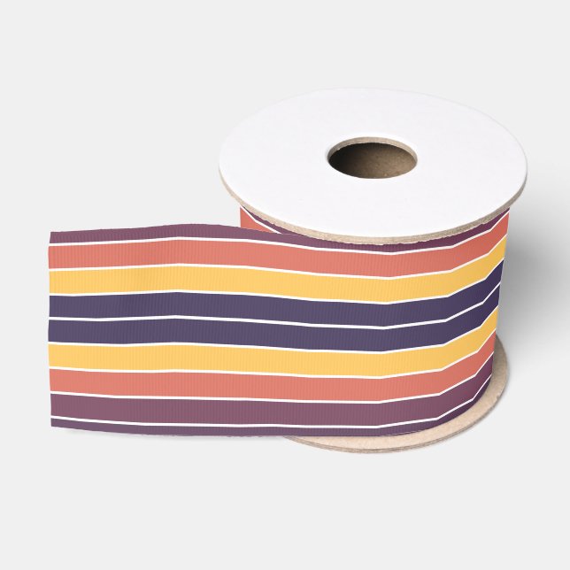 Retro Sunset Stripes Grosgrain Ribbon (Spool)