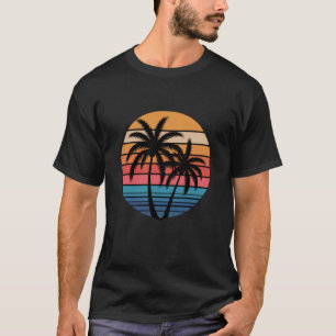Retro Sunset Stripes with Palm Trees T-Shirt