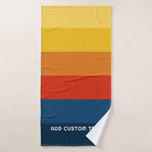 Retro Sunset Stripes with Simple Sans Serif Name Bath Towel