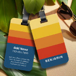 Retro Sunset Stripes with Simple Sans Serif Name Luggage Tag<br><div class="desc">Rugby Stripes - A preppy pattern with bold stripes and a name. If your art still needs to be adjusted,  click on the Customise This button. This will take you to a design area where you can move things around and even change colours!</div>