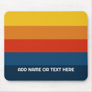 Retro Sunset Stripes with Simple Sans Serif Name Mouse Pad