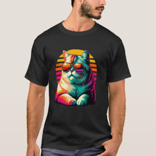 Retro Sunset Sunglasses British Shorthair Cat Brit T-Shirt