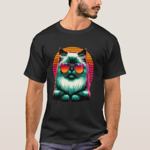 Retro Sunset Sunglasses Himalayan Cat Persian T-Shirt