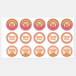 Retro Sunset Thank You Sticker Sheet