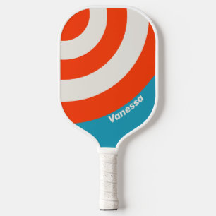 Retro Sunset Tide Rush Circle Stripe with Name Pickleball Paddle