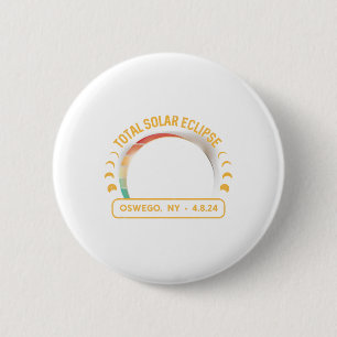Retro Sunset Total Solar Eclipse Oswego New York 6 Cm Round Badge