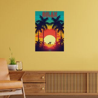 Retro Sunset Tropical 80s Style Poster