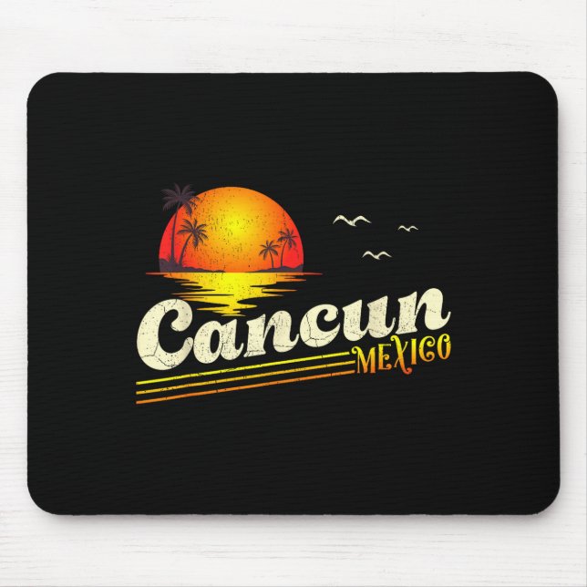 Retro Sunset Tropical Summer Vacation Cancun Beach Mouse Pad (Front)