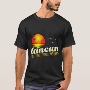 Retro Sunset Tropical Summer Vacation Cancun Beach T-Shirt