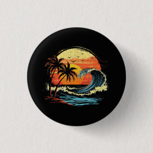 Retro Sunset Tropical Vintage Beach Palm Tree for  3 Cm Round Badge