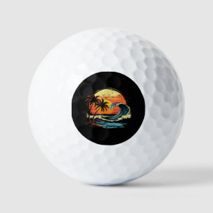 Retro Sunset Tropical Vintage Beach Palm Tree for Golf Balls