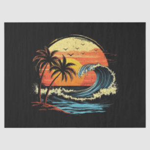 Retro Sunset Tropical Vintage Beach Palm Tree for Tissue Paper