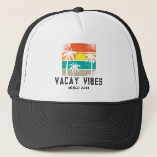Retro Sunset Vacation Birthday Trip 90s Summer Trucker Hat