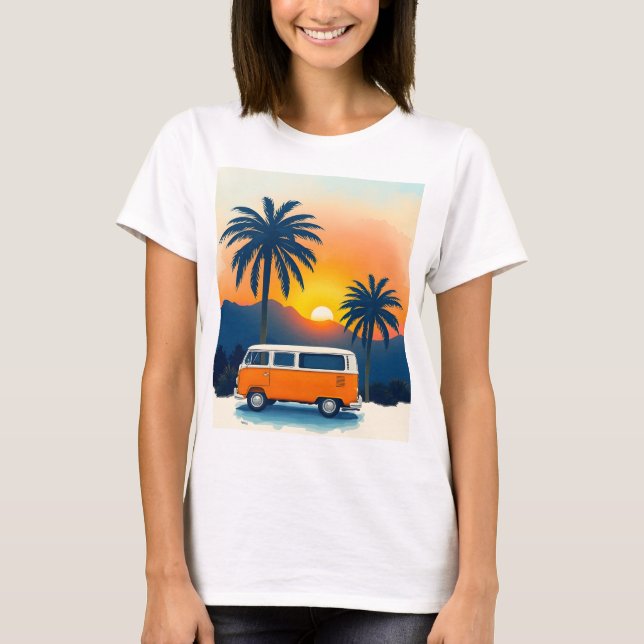 Retro Sunset Van Life Vintage T-Shirt (Front)