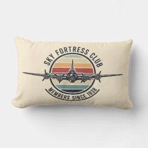 Retro Sunset Vintage B-17 Aviation Lumbar Cushion