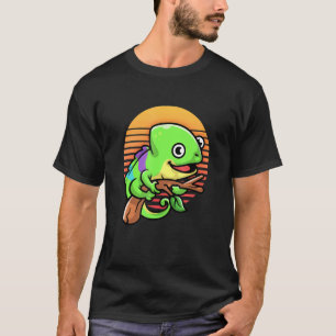 Retro Sunset Vintage Chameleon Pet Reptile Lizard T-Shirt