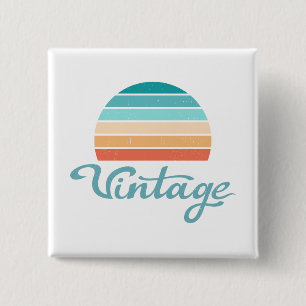 Retro Sunset+Vintage Script Distressed 15 Cm Square Badge