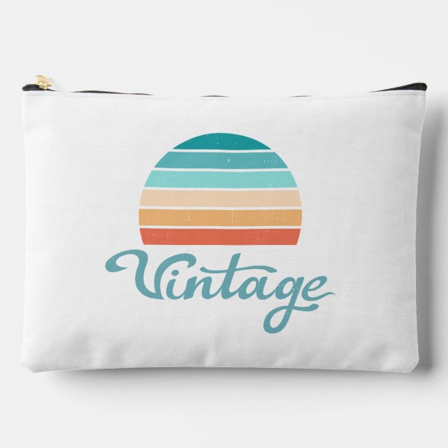 Retro Sunset+Vintage Script Distressed Accessory Pouch (Front)