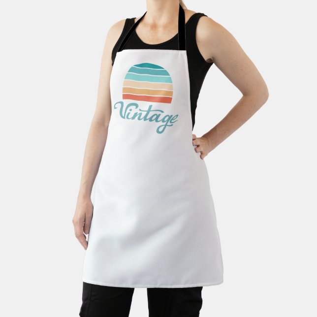 Retro Sunset+Vintage Script Distressed Apron (Insitu)
