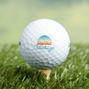 Retro Sunset+Vintage Script Distressed Golf Balls