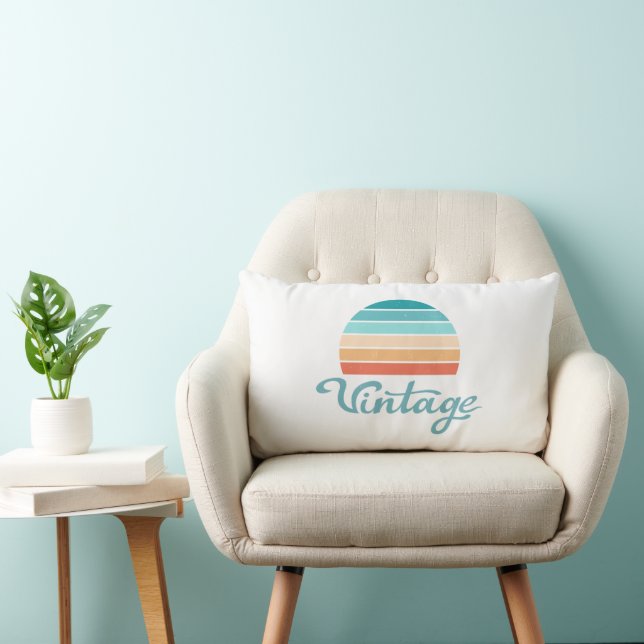 Retro Sunset+Vintage Script Distressed Lumbar Cushion (Chair)