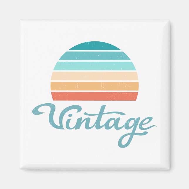 Retro Sunset+Vintage Script Distressed Magnet (Front)