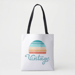 Retro Sunset+Vintage Script Distressed Tote Bag
