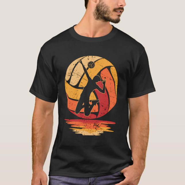 Retro Sunset Volleyball Coach Serve Setter Volleyb T-Shirt (Front)