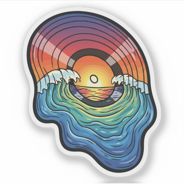 Retro Sunset Wave Vinyl Aesthetic (Front)