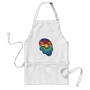 Retro Sunset Wave Vinyl Aesthetic Standard Apron