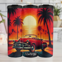 Retro Sunset with Classic Convertible