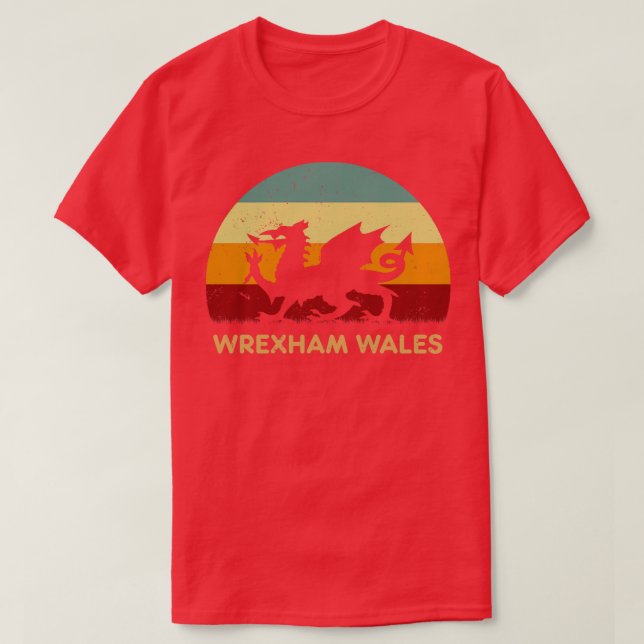 Retro Sunset Wrexham Wales T-Shirt (Design Front)