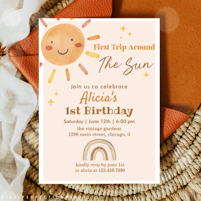 Retro Sunshine 1st Birthday Party Invitation (Creator Uploaded)