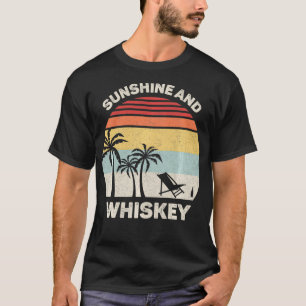 Retro Sunshine and Whiskey  Beach Funny Summer Vin T-Shirt