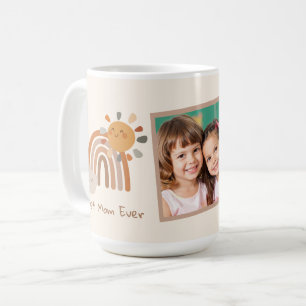 Retro Sunshine Best Mum Ever Boho Rainbow Coffee Mug