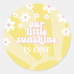 Retro Sunshine Daisy boho birthday Classic Round Sticker